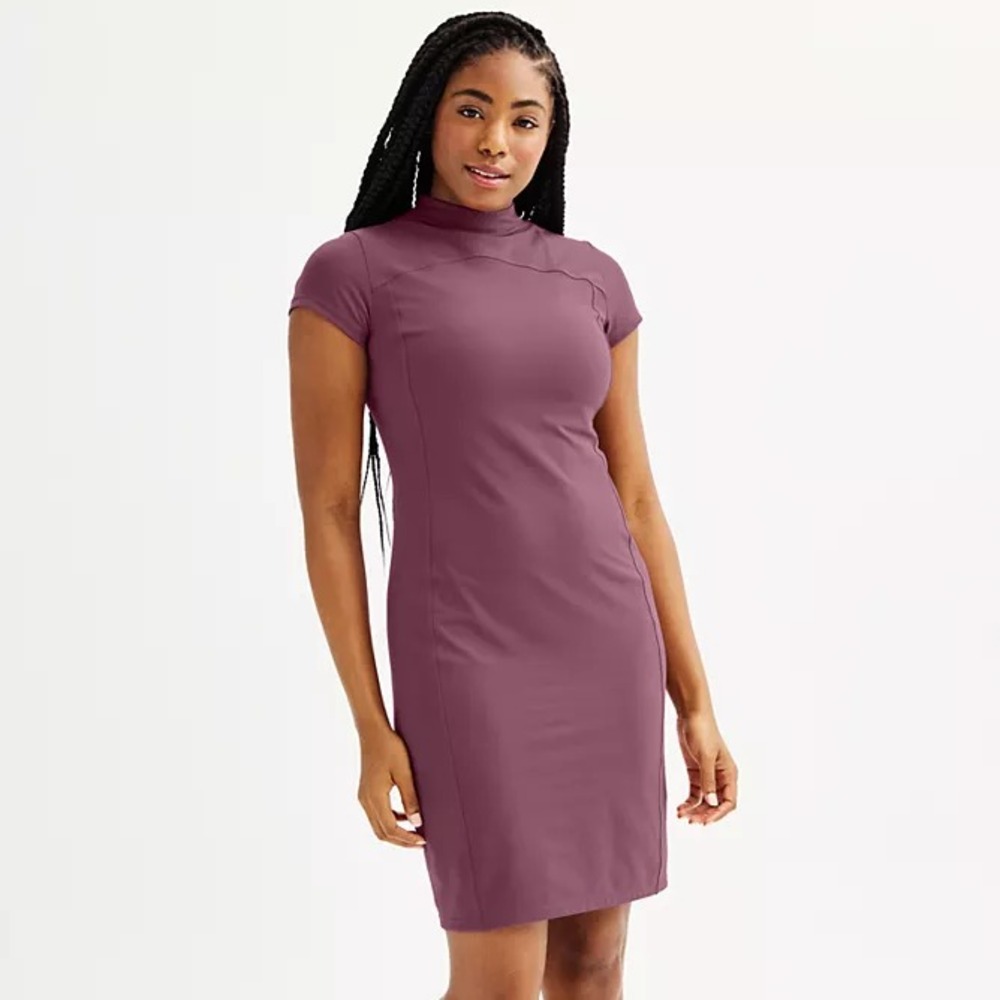 FLX Womens Size XS Travel Leisure Affirmation Short Sleeve Midi Dress in Purple